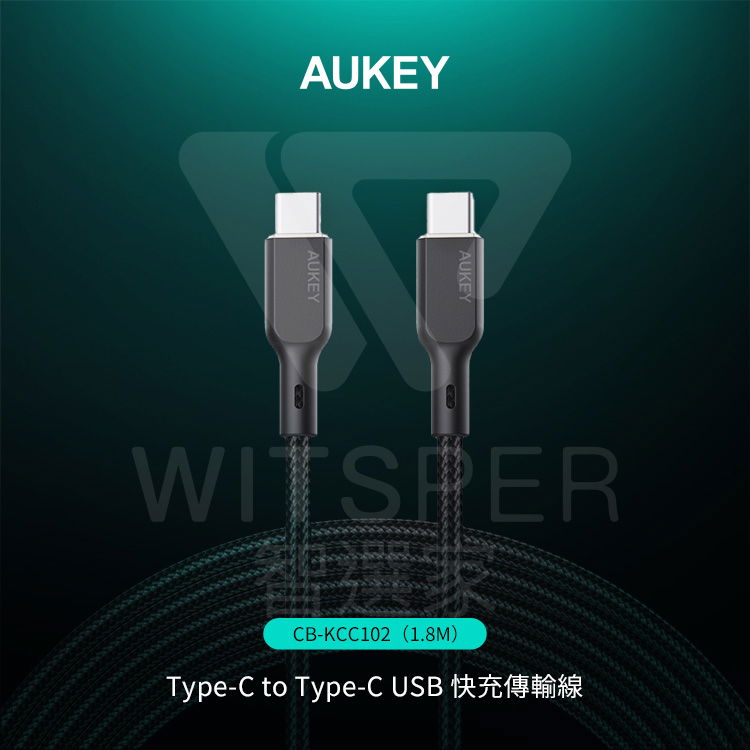 AUKEYAUKEYAUKEYWITSPERCBKCC102 (1.8M)Type-C to Type-C USB