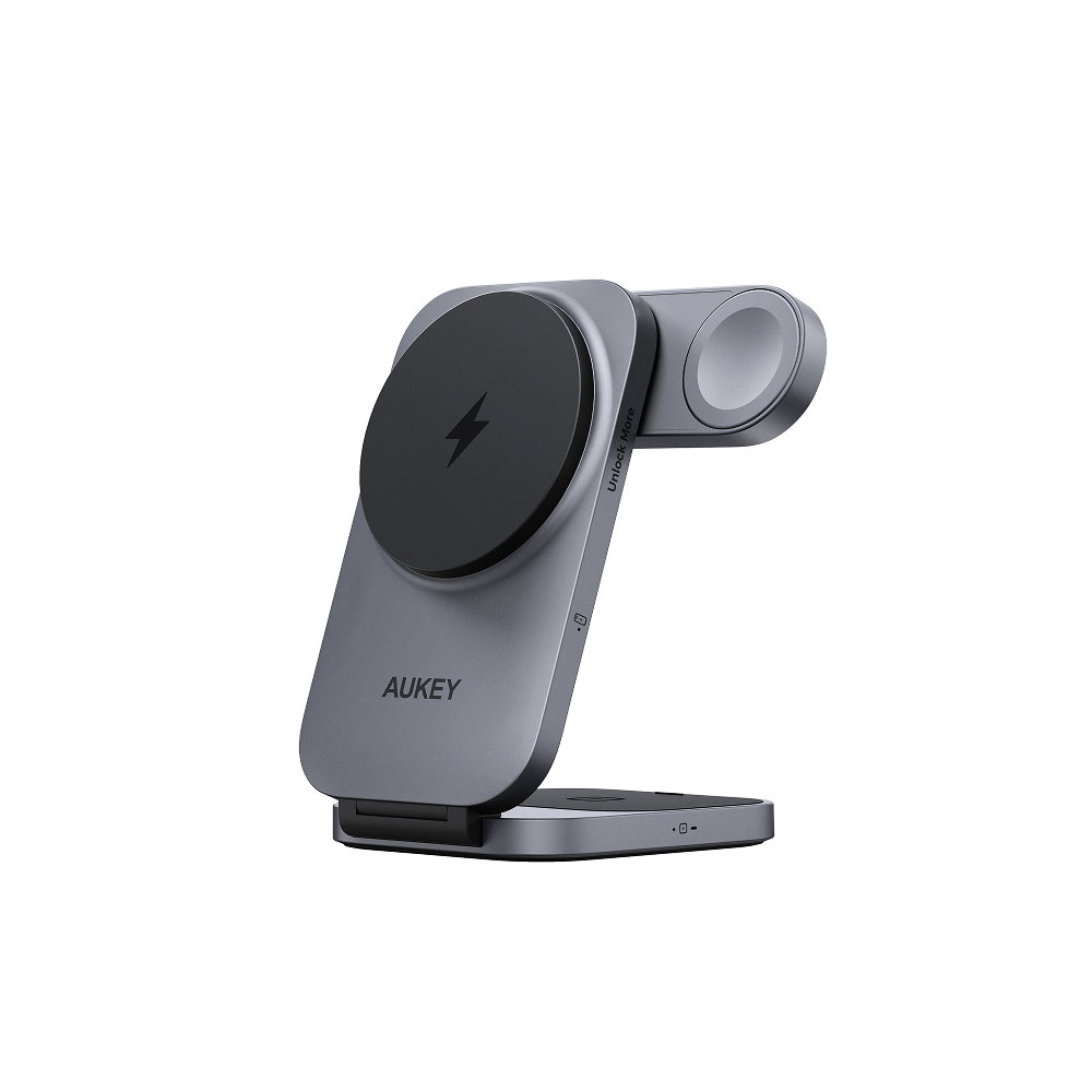 AUKEY MC 319B Qi2<br>25W三合一磁吸折疊式旅行無線充電器