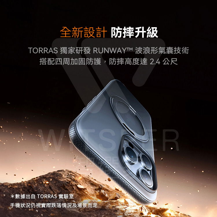 TORRAS Ostand R Fitness iPhone 16 カメラボタン回転スタンド 落下防止電話ケース - スマホケース・カバー - その他の素材 ブラック
