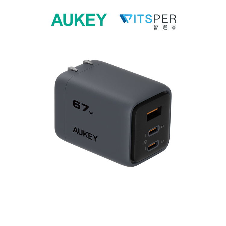 Aukey Comet Mix3 67W(PA-C3)Type-C氮化鎵三孔PD快充充電器