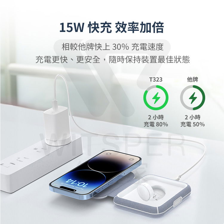 Choetech T323 MFM MagSafe 2 in 1 摺疊旅行無線充電器｜輕巧摺疊無線 