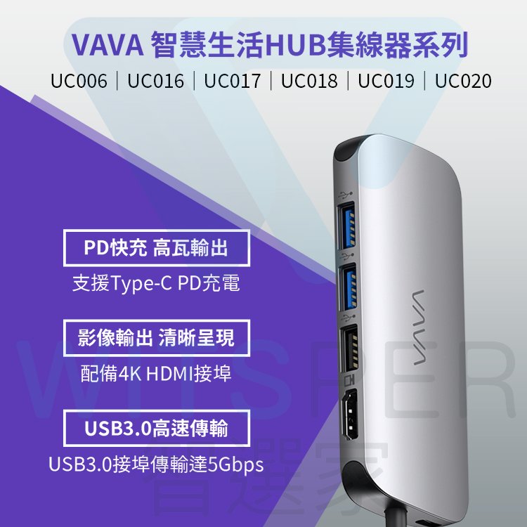 VAVA VA-UC006 8合1 USB Type-C HUB MacBook 集線器