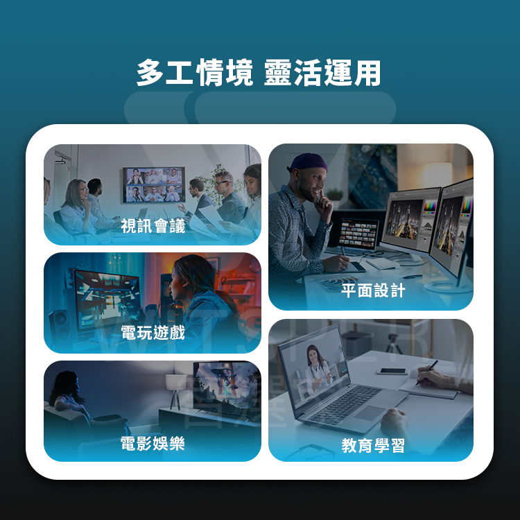 多工情境 靈活運用視訊會議平面設計電玩遊戲電影娛樂教育學習