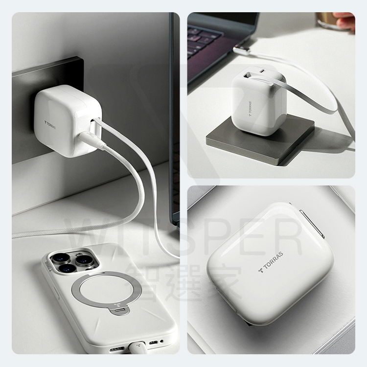 TORRAS FlexLine 40W 引き込み式ライン PD 急速充電充電器 - 充電器・USBコード - その他の素材 ブラック